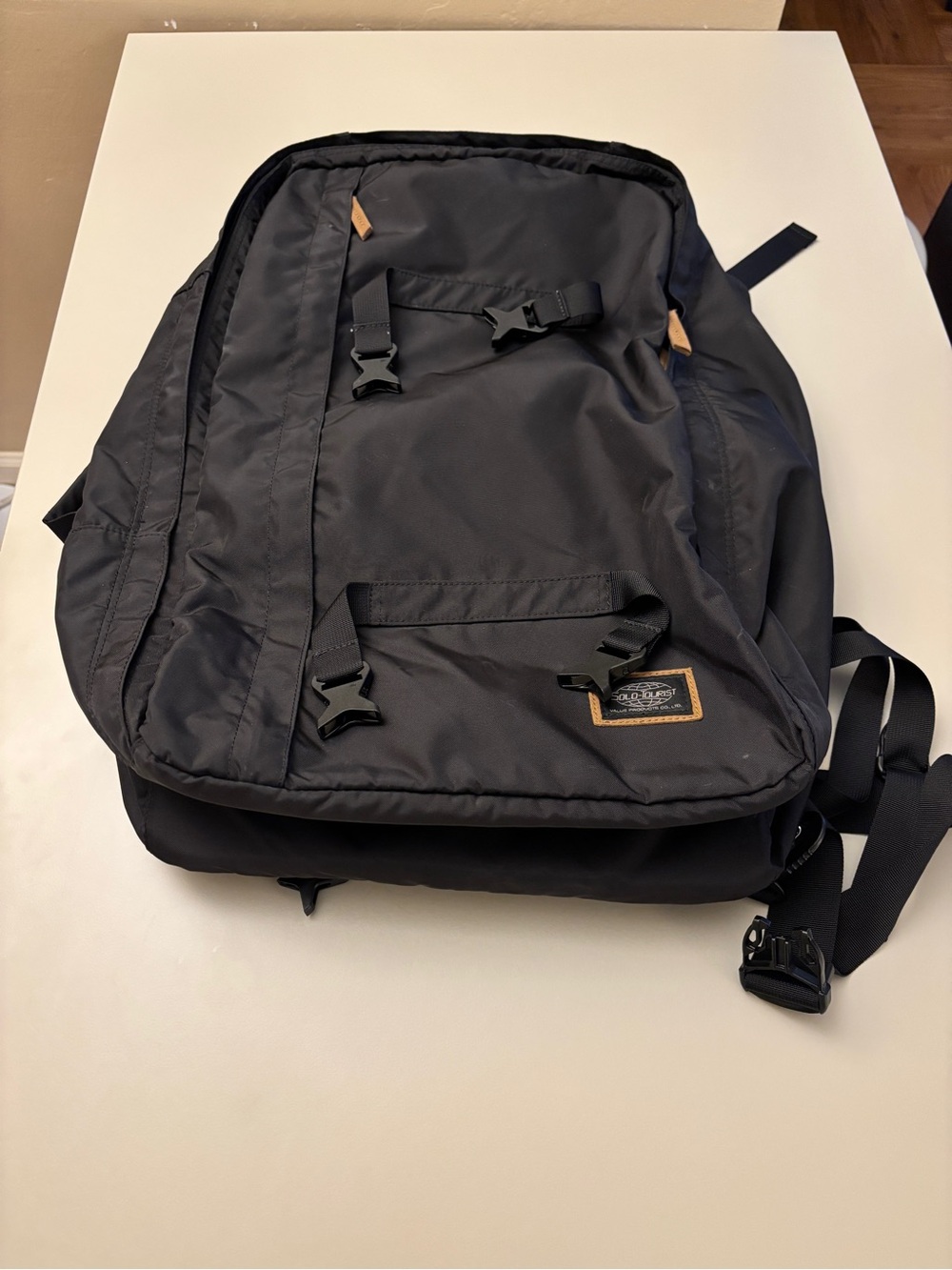 Classic Black Backpack with Front Buckles (41L)